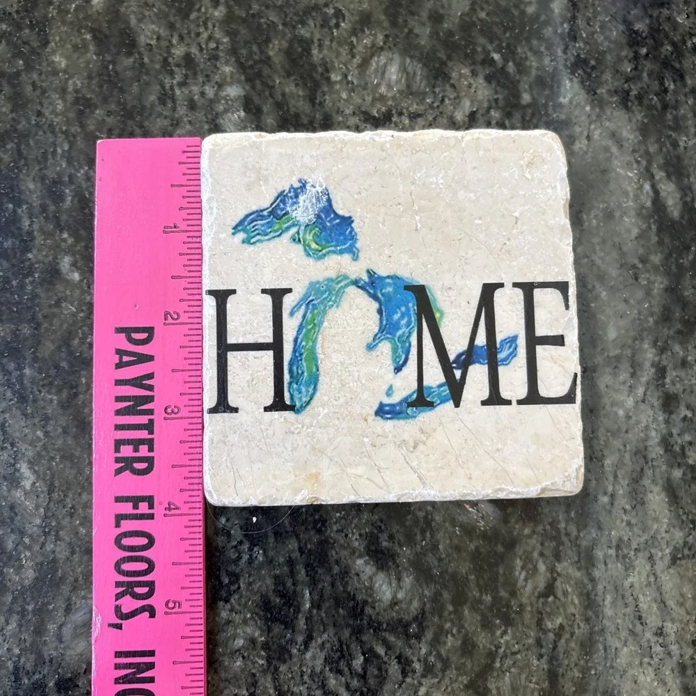 (4) Michigan Natural‎ Stone Coasters The Lakes Are Calling Cork Backing 4